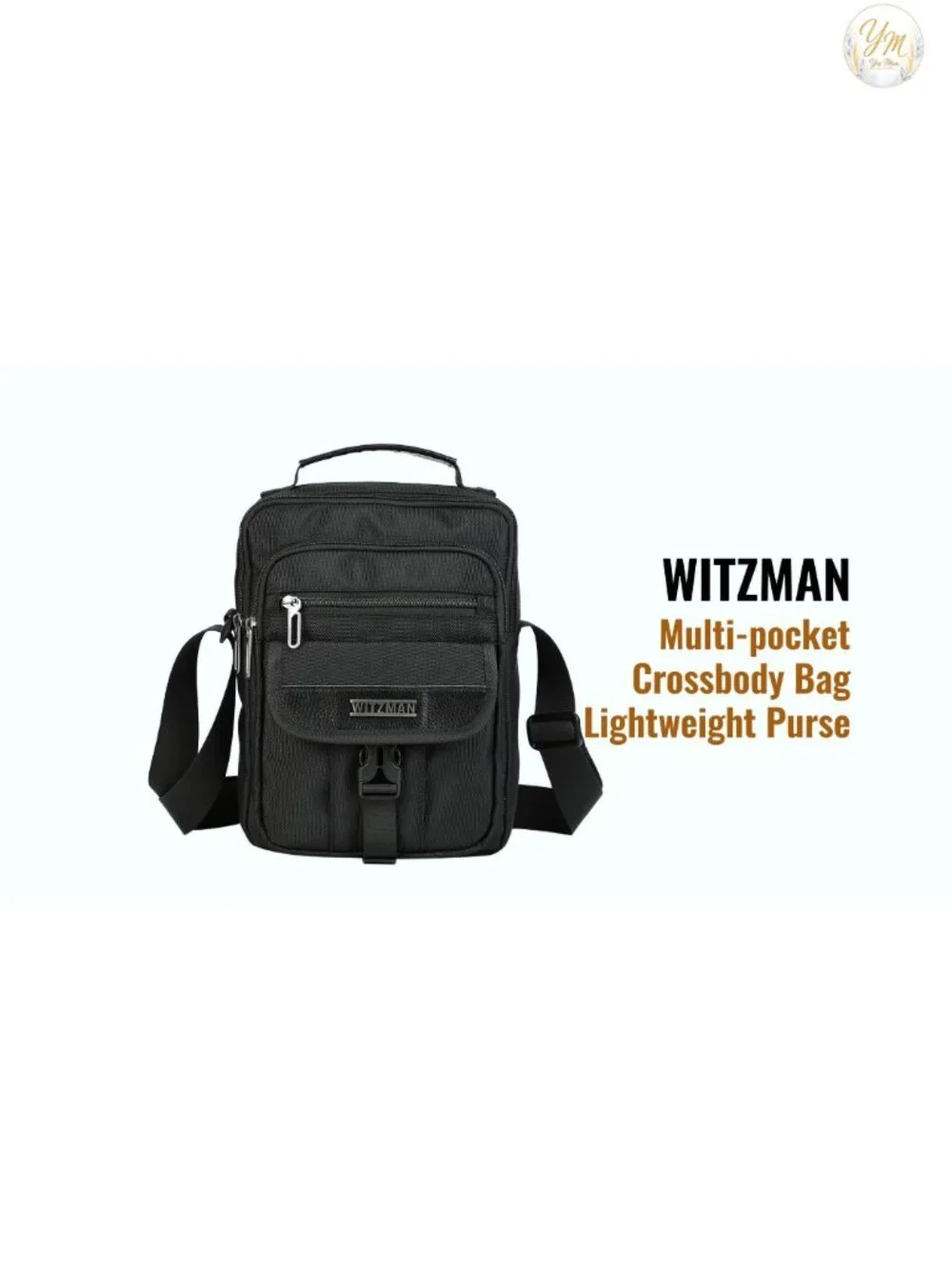 WITZMAN Men's Small Nylon Crossbody Messenger Bag with Adjustable Strap
